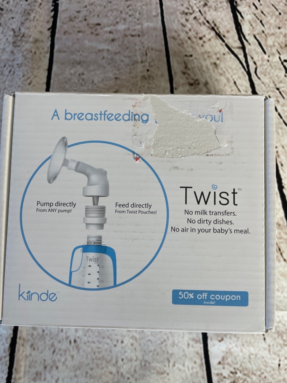 Kiinde Twist Breastfeeding System Adapter Sample Kit For New Moms- White & Blue